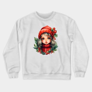 Holly cute girl Christmas Crewneck Sweatshirt